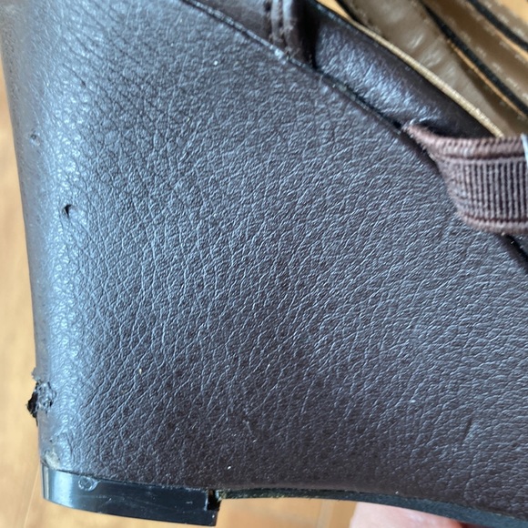 👠BOGO FREE👠NWT⭐️SUZY SHIER💫 Brown Open Toe Wedge Crisscrossed Sandals - Picture 9 of 13